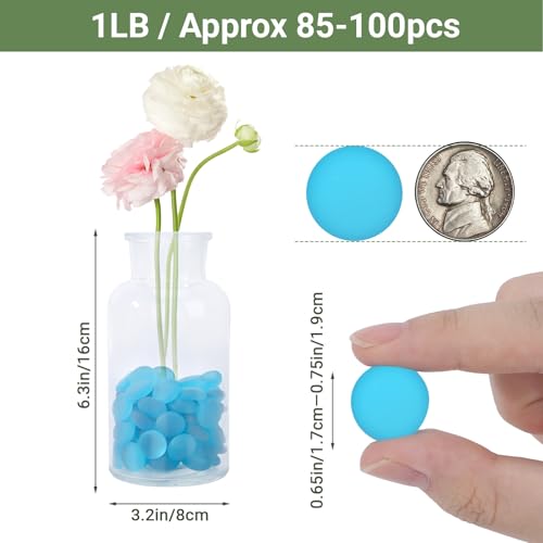 SUREAM Blue Frosted Glass Beads, 0.8LB Vase Filler Beads for Centerpieces, Flat Marbles for DIY Plant Pot Candle Bird Fountains Fish Tank - color: Blue