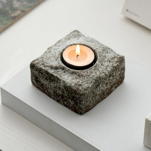 Ceramic Candle Holder Stone Texture Small Indoor Candlestick Holder Table Centerpiece Wedding Decor Minimalist Style for Home