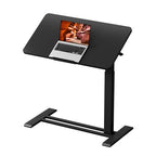 Medical Adjustable Overbed Bedside Table with Casters 90° Tilting Desktop Pneumatic Mobile Rolling Laptop Computer Standing Desk Cart with Tray, Hospital Table(31.5" W x 17.7" D, Black) - color: Black, size: 3218