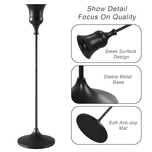 Showin Candlestick Holders Black, 3 Packs Taper Candle Holder for Candlesticks, Candle Sticks Holder Decor for Home Decor - color: Black