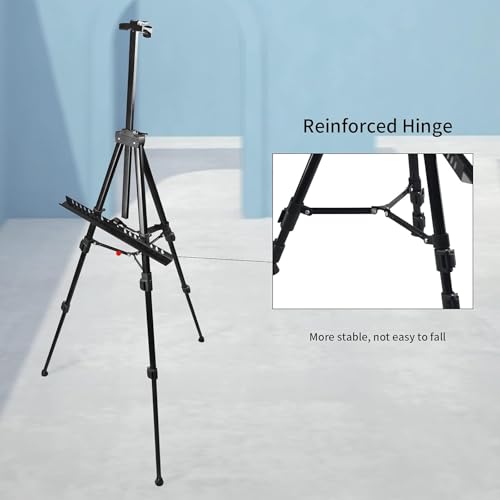 Art Artist Easel Stand for Sign,RRFTOK Metal Tripod Adjustable Easels for Painting Canvases Height from 21" to 66" with Reinforced Triangle,Carry Bag for Table-Top/Floor Drawing and Displaying,Black - style: 66B 1-Pack