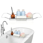 Cabilock Bathtub Tray - Stainless Steel Bathtub Caddy, Expandable Extra Wide Bath Tub Organizer, Rust-Resistant Over The Tub Shelf Rack with Non-Slip Grips for Phone Book Wine Glass, Silver - color: Silver