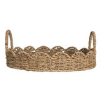 Household Essentials Round Handwoven Seagrass Tray with Scalloped Edge and Handles, Natural - color: Natural Seagrass, size: 14"