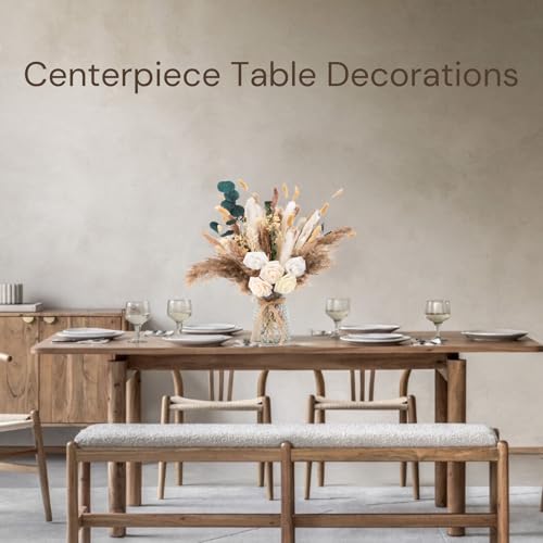 100pcs Artificial Flowers Arrangement With Vase Included, Dining Table Centerpiece Decorations, Fake Flowers in Vase, Dried Pampas Grass Floral Centerpieces, Coffee Table Decor, Centro de Mesa - size: pampas bouquet in vase