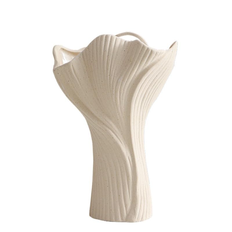 White Ceramic Vase – Nordic Minimalist Unglazed Stoneware Flower Vessel, Living-Room Centerpiece, Boho-Soft Furnishing Accent (Type 07 (Large)) - color: Type 07 (Large)
