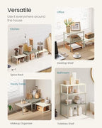 SONGMICS Cabinet Organizer Shelf, Set of 3 Kitchen Counter Shelves, Kitchen Storage, Spice Rack, Stackable, Expandable, Sand Beige UKCS220K01 - color: Sand Beige