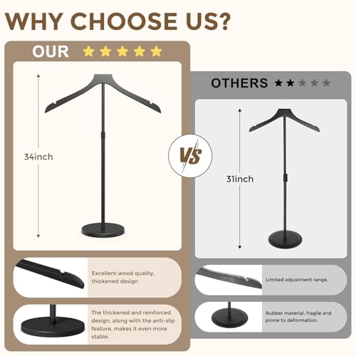 2 Pack Mannequin Torso, Adjustable Shirt Display Stand Height 20 to 34 Inches, Cap and Gown Display Stand Stable Clothing Garment Dress Form, Coat Jacket Hanger Easy to Install, Black - size: 2 Pack