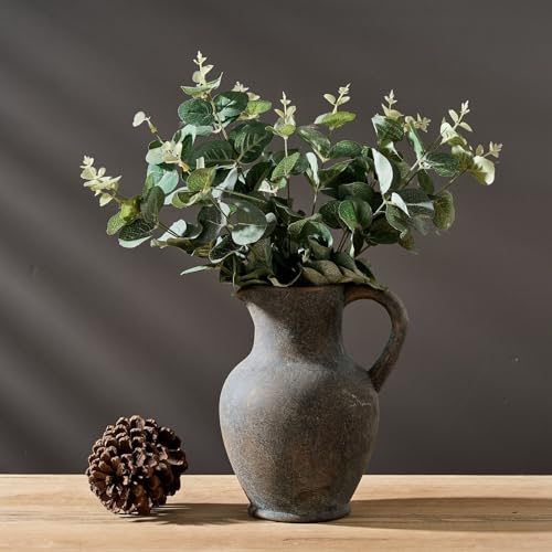 SIDUCAL Ceramic Rustic Farmhouse Vase with Handle, Terracotta Vase, Minimalist Decorative Vases for Home Decor, Table, Wedding,Living Room, Shelf, Decoration(BD) - color: Black and Gold