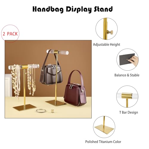 Set of 2 Acrylic Display Stand Jewelry Towers Stands Stainless Steel Adjustable Height Long Necklaces Stand Tabletop Jewelry Organizer for Home Store Boutique