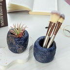 rockcloud Natural Raw Blue Sodalite Taper Tea Light Candle Holder Air Plant Holder Healing Stone Home Decoration Figurine - color: Blue