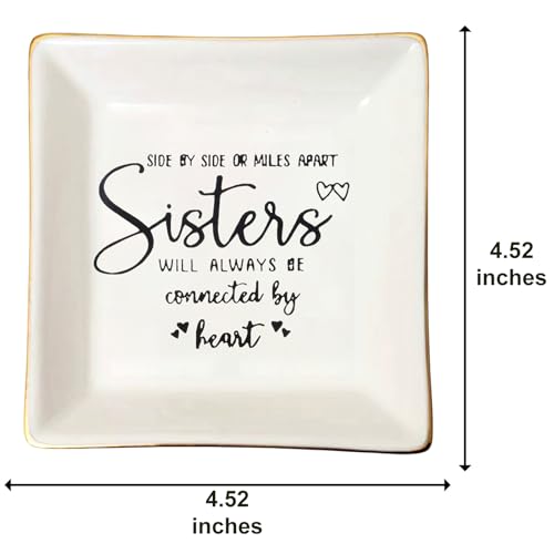 Sister Will Always Be Connected By Heart Jewelry Dish Tray Ceramic Trinket Dish Sister In Law Birthday Gifts Sister In Law Gifts Sister In Law Wedding Gift Gifts For Sister In Law Sister In Law - style: Sister Will Always Be Connected By Heart 2