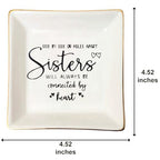 Sister Will Always Be Connected By Heart Jewelry Dish Tray Ceramic Trinket Dish Sister In Law Birthday Gifts Sister In Law Gifts Sister In Law Wedding Gift Gifts For Sister In Law Sister In Law - style: Sister Will Always Be Connected By Heart 2
