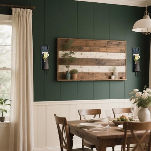 Set of 2 Boho Wall Decor, Modern Abstract Face Candle Sconces, Artistic Sculptural Design, 17.7 x 4.33 x 5.1 inches, Blackish Green - color: Blackish Green
