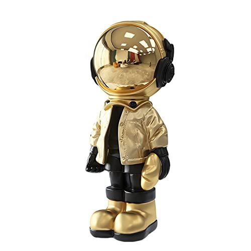 Dosker Astronaut Statues Spaceman Sculpture Polyresin Arts Gifts Gold Figurine Ornament Room Decor for Men,Home and Crafts Desktop Accessories Tabletop Decoration, Living Room, Office, Bookshelf - color: Gold, size: Large