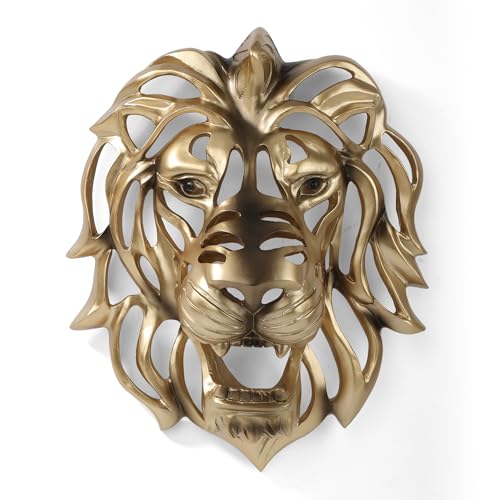 UITWMKTG Gold Animal Head Wall Decor Wall Sculpture Home Decor Statue for Living Room Office Bedroom Modern Decor for Men Women Lion - color: Lion