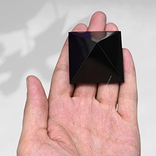 Amazing Gemstone Black Agate Pyramid Crystal Healing Stones - 2" Great Pyramid Figurine of Natural Stone Pyramid for Meditation, Reiki, Chakra Balancing and Crystal Pyramids Grid - color: Black Agate