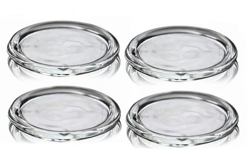 4 Pack Glass Candle Holder 3" Clear Beautiful Transparent Round Candle Plate… - size: 4pack-3inch