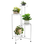 4 Tier Plant Stand Indoor Outdoor, 31 Inch Tall Metal Plant Shelf Waterproof, Plant Holder with Folding Design For Home, Living Room, White - color: White