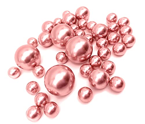 75 Floating Rose Gold Pearls - Large Sizes - 3 Warm White Submersible LED Fairy Lights Strings with Hidable & Submersible Batteries- Fills 1 Gallon for Your Vases - color: Rose Gold, size: 1pk+liteww