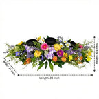 26 Inch Spring Summer Centerpiece with 3 Candle Holders Floral Table Centerpiece with Daisies and Wildflowers for Dining Table Mantel Wall and Farmhouse Table Decoration