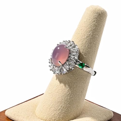 Single Finger Wood Ring Display Stand Wooden Ring Holder Microfiber Jewelry Display Stand for Showcase (Creamy-white) - color: Creamy-white