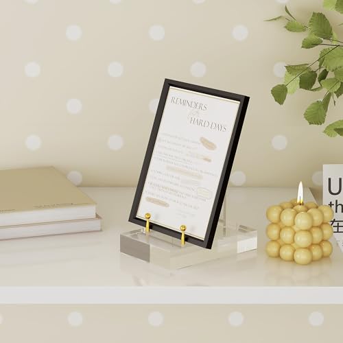 SVENJBB Acrylic Easel Display Stand with Adjustable Gold-Toned Pegs – Crystal Clear Acrylic with Floating Appearance, Ideal for Photos, Cookbooks, Invitations, and Plates, 1Pack
