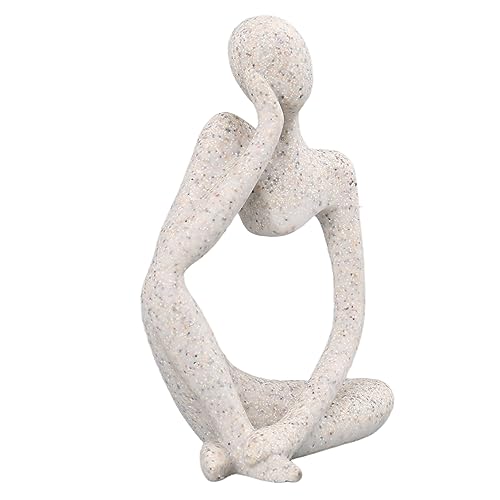 Abstract Thinker Statue | Synthetic Home Accent for Living Room/Office Desk/Bookshelf | Hollow Design Art Sculpture Collectible Present (Sandstone Right) - style: Sandstone Right