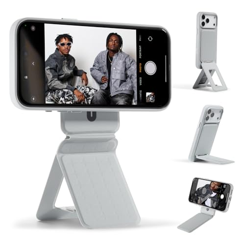MOFT Phone Tripod Stand Selfie Stick x Tombogo for iPhone, Multi-Angles iPhone Stand, Lightweight & Portable Phone Holder, Strong Magnets, MOVAS Vegan Leather, Cement (Without Card Slot) - color: Tombogo x Cement x Without Card Slot, size: Wthout Card Slo