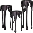 CosmoLiving by Cosmopolitan Aluminum Metal Decorative Candle Holder Pillar Candle Stand with Dripping Melting Designed Legs, Set of 3 Candlestick Holder 12", 10", 8"H, Black - color: Black