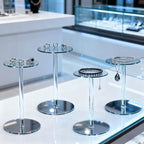 4 Pack Round Acrylic Display Stands, 5.5-5.9-6.5-7in Small Clear Acrylic Display Risers, Plastic Clear Pedestal Set for Gem Jewelry Display, Cupcake Party Table Decor