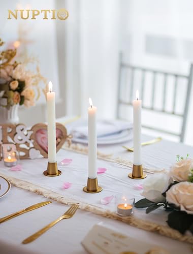 NUPTIO Candle Stick Candle Holder: Set of 4 Gold Candlestick Taper Holders - Brass Small Metal Candleholder for Fall Thanksgiving Christmas Fireplace Table Centerpiece - size: Style 2