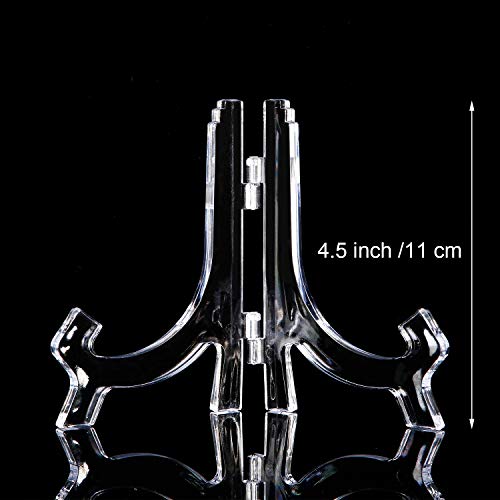 HESTYA 8 Pcs Clear Acrylic Easels Plate Stands Holders to Display Pictures or Other Items for Display Decoration (4.5 Inch)