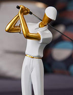 HAUCOZE Golf Figurine Statue Golfer Sculpture White Modern Home Decor Sports Office Gift Polyresin 9.6 Inch