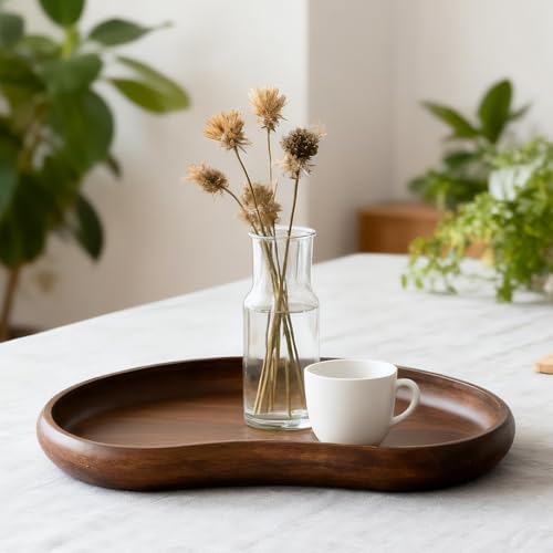 Acacia Wood Serving Tray – Premium Craftsmanship Decorative Tray Irregular Handmade Catchall Plate for Keys, Snacks, Coffee Table Décor & Entryway Organization-10.9 * 5.7 * 1.18 inches - style: Style 2