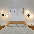 BYOLIIMA Black Globe Wall Sconces, 2-Light Modern Matte Black Vanity Lights with White Globe Glass Shade, Industrial Farmhouse Wall Lamp for Bedroom, Living Room, Kitchen, Bathroom - color: Black