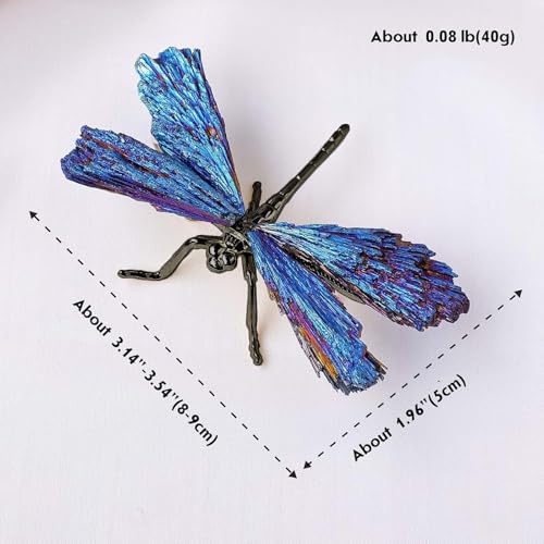 Dragonfly Statue Natural Electroplated Blue Tourmaline Dragonfly Decor Collection Natural Home Decor Healing Crystals Dragonfly Gift for Women 4.33" (Black-Legs, Small Size) - color: Black-legs, size: Small Size
