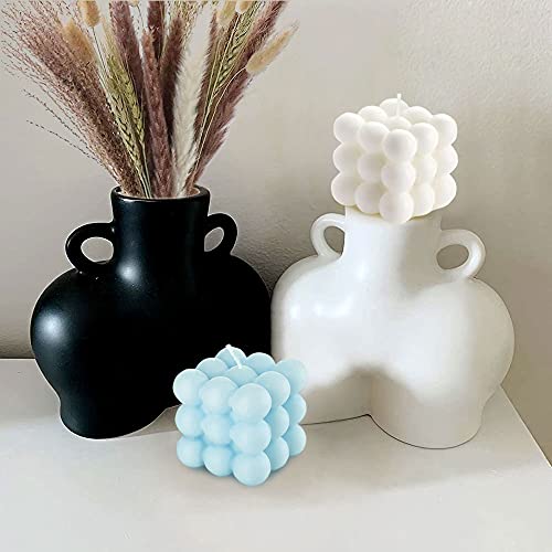 Blue Bubble Candle Gifts - Fresh Scented Scandinavian Cube Candles, Danish Pastel Decor for Room/Bathroom & Floating Shelves, Valentine Gifts for Women 2PCS - color: Blue