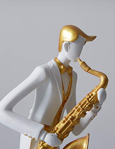 HAUCOZE Music Decor Musician Statue Saxophone Sculpture Figurine Music Lovers Gift for Studio Living Room Office 10 Inch
