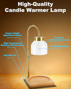 Candle Warmer Lamp with Timer - Upgraded Wax Warmer Lamp with Dimmable, Adjustable Height - Electric Candle Burner for Any Size Jar, Ideal Gift (White) - color: White