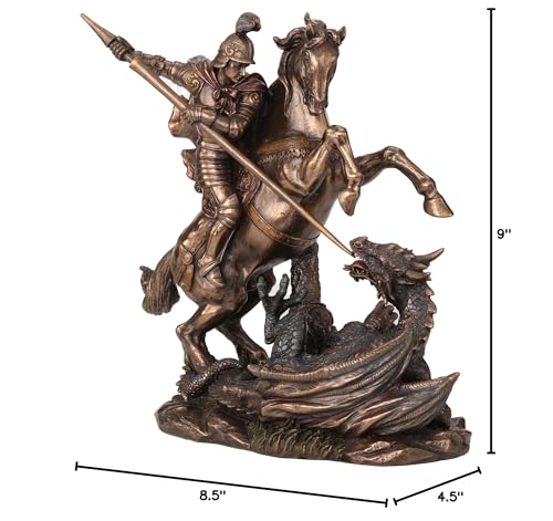Veronese 10 5/8 Inch Saint George Slaying Dragon Cold Cast Resin Statue Bronze Finish