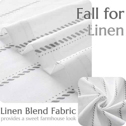 jinchan Linen Striped Kitchen Curtains Tier Cafe Curtains for Living Room Bathroom RV 24 Inch Farmhouse Rustic Half Window Treatment Light Filtering 2 Panels Gray on White - color: Cottage Striped Grey, size: 26"W x 24"L (Pack of 2)