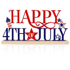 COCHIE Metal Happy 4th of July Sign, Red Blue and White Decorations for Home, Office, Shelf, Mantel, Indoor, Fouth of July Decoration, Patriotic Star Decor (Independence Day) - style: Independence Day