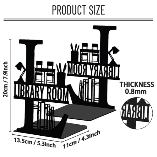 WADORN Library Room Metal Decorative Bookend for Shelves, Heavy Duty Book Ends for Heavy Books, Non-Skid Books Holder Stand for Desk, Book Support Stopper for Bookshelf Office Home, 5.3x4.3x7.9 Inch - color: Library Room