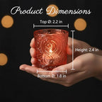 6 Pack Patented Sun Moon Star Embossed Glass Tea Light Candle Holders - Unique Votive Candle Holders for Wedding, Party, and Table Centerpieces (Pumpkin Spice) - color: Pumpkin Spice
