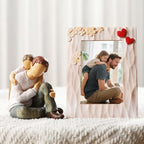 Father Daughter Figurine Personalized Birthday Fathers Day Valentines Gifts for Dad from Daughter 4.7"Resin Hand Painted Sculpture in Memory of Dad Statues for Home Decor(Frame for Free) - style: Father and Child Set
