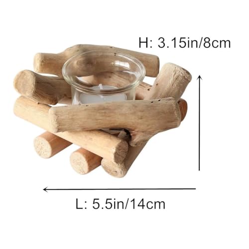Sziqiqi Handmade Wooden Tea Light Candle Holder with Glass Cup Rustic Country Coastal Style for Farmhouse Home Decoration Seaside Decor Holoday Wedding Decoration Pack of 2 - size: Pack of 2