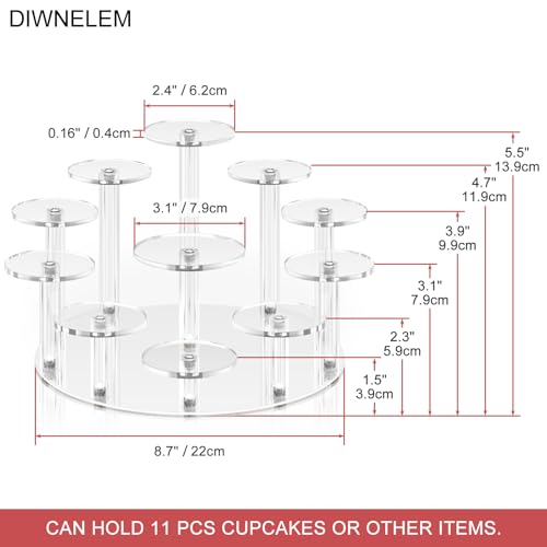 DIWNELEM Round Acrylic Jewelry Stand Acrylic Display Riser Stands Dessert Tower Display Tower for Watch,Jewelry,Rings,Earrings,Mini Figurines,Cupcakes(Clear,11Tier) - size: Clear-11 Tier