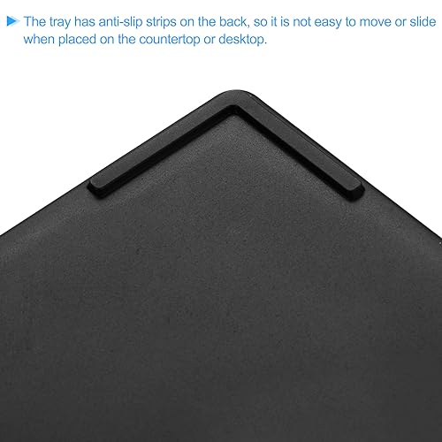 uxcell Serving Tray Small Black Mini Tray 4" x 8" Plastic Rectangular Wooden Serving Trays Decorative Ottoman Platter for Breakfast Kitchen Bathroom - color: Black