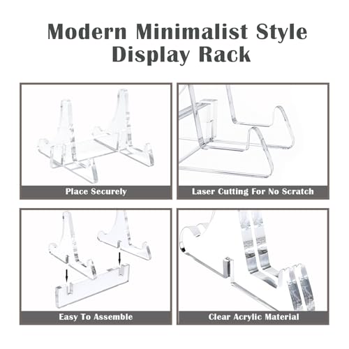 2-Pack Clear Acrylic Display Stands, 2.36-Inch Small Plate Stand for Picture Frames, Plates, Game Cards, Books, Collectibles, and More - size: 2.36IN-2 Pack