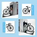 Metal Bicycle Bookend, Bike Bookends, Bicycle Bookends Pair in Metal, Bike Book Ends for Shelves, Heavy Book Supports, Book Organizer, Black Book Holders for Home Office